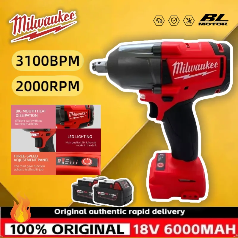 

Milwaukee 1300NM Cordless Electric Wrench Large Torque Brushless Car Truck Repair Impact Wrench For Milwaukee M18 for Battery