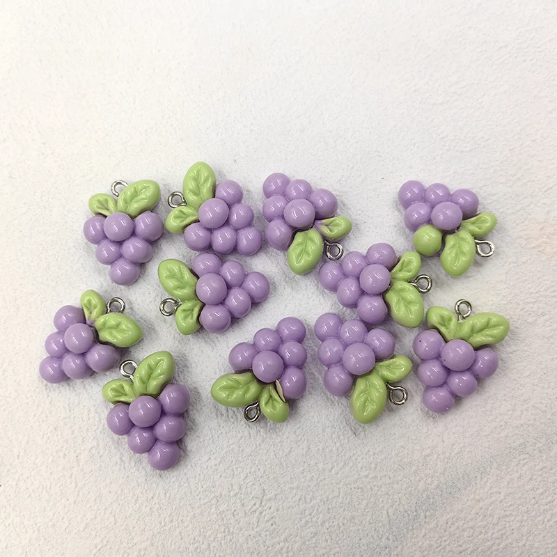 10pcs Cartoon Simulated Grape Charms for Jewelry Making Kawaii Fruit Pendants Crafts Decor DIY Earring Keychain C1258