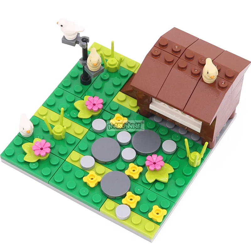 Marumine 75PCS MOC Farm Animals Blocks Set 41835pb01 Bird House City Building Bricks Parts DIY Construction Model Kit for Kids