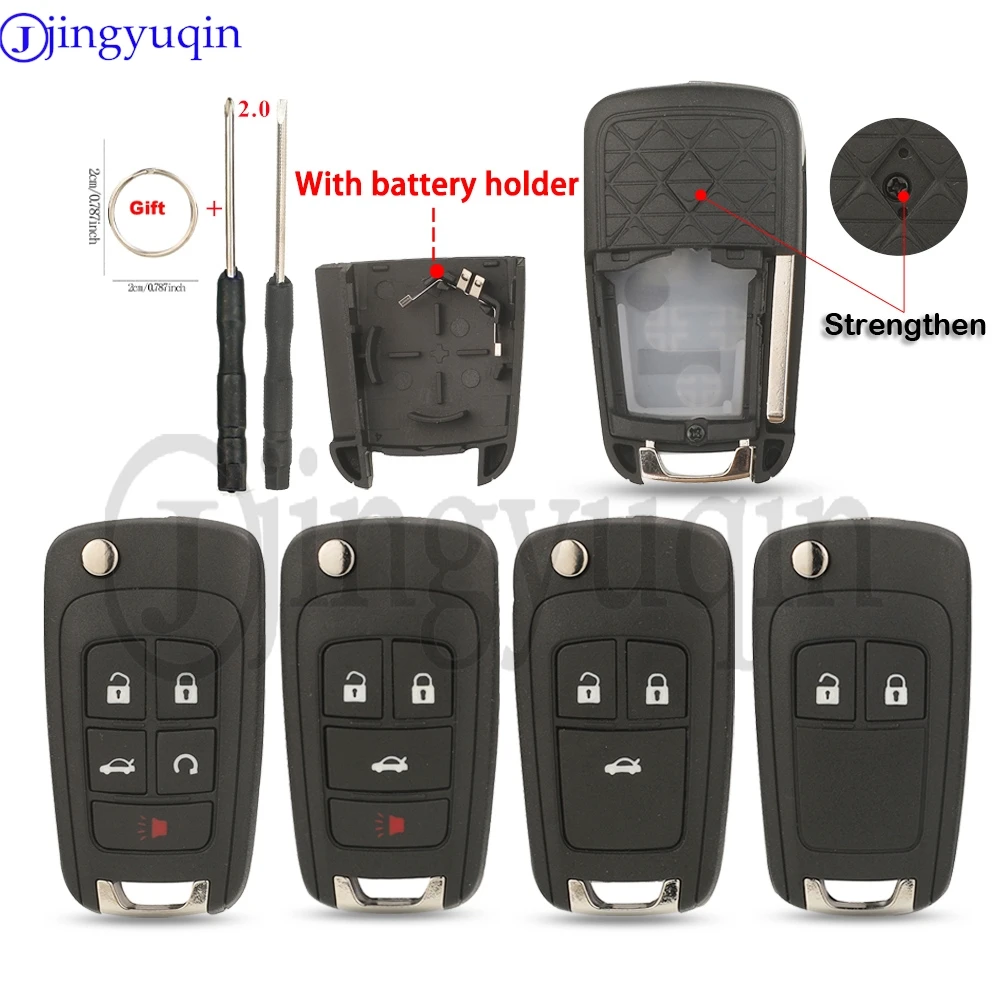 

jingyuqin New Upgrade Flip Car Remote Key Shell For Chevrolet Cruze Lova Camaro Impala Opel Vauxhall Insignia Astra Buick GMC