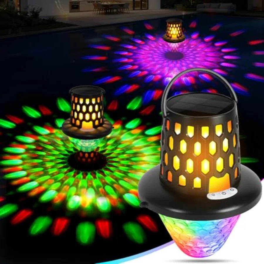 

Плавающие светильники для бассейна 06: Улучшенные солнечные светильники с эффектом мерцающего пламени для освещения бассейнов