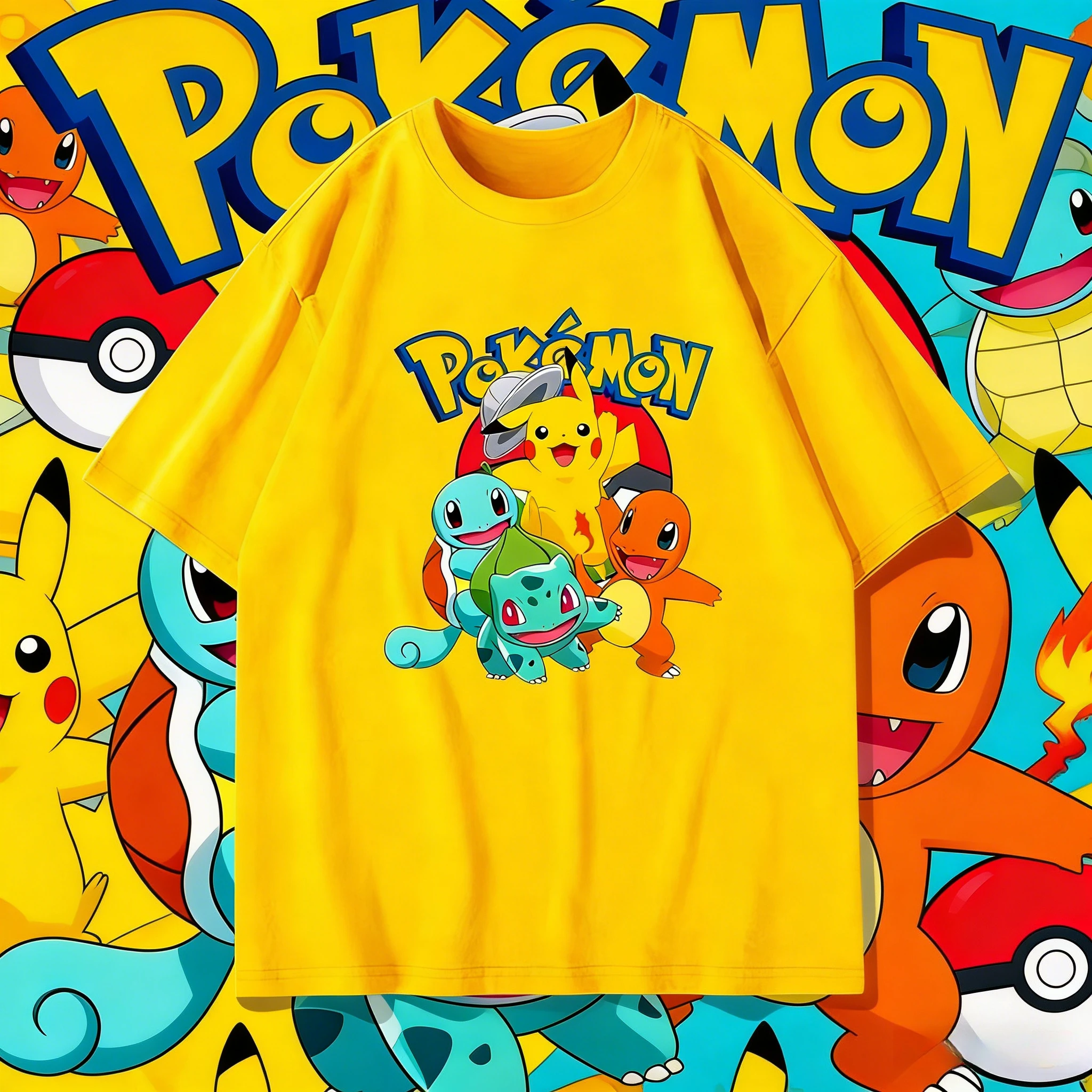 Camiseta de Algodón Estampada de Verano 2026 para Hombres, Mujeres y Niños, Top Transpirable de Talla Grande para Fans del Anime Starter Trio y Ropa Urbana con Gráficos