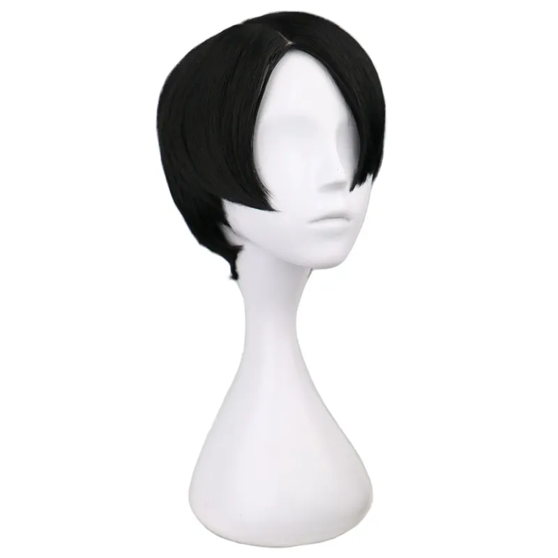 Anime Attack on Titan Levi Cosplay Wigs Short Straight Men Boys Hair Short Black  Man Wigs Coustume Party