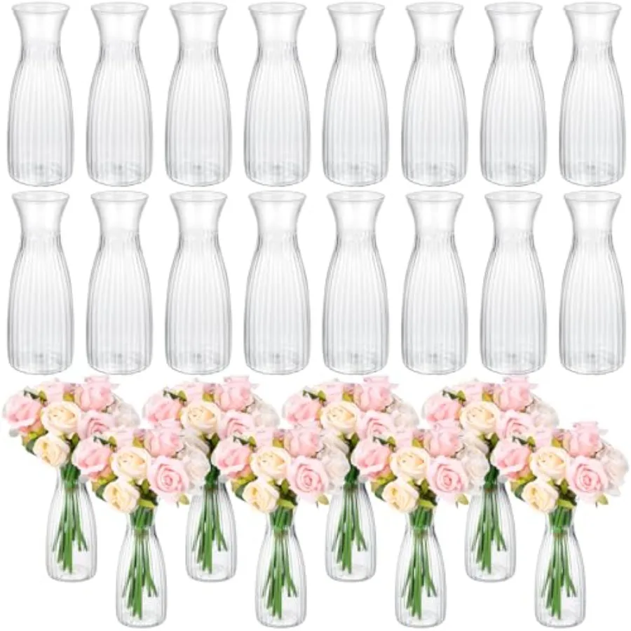 

24 Pcs Plastic Bud Vases Bulk Small Clear Container for Flowers Height Shatterproof Bud Vase for Centerpieces Wedding Home Tabl