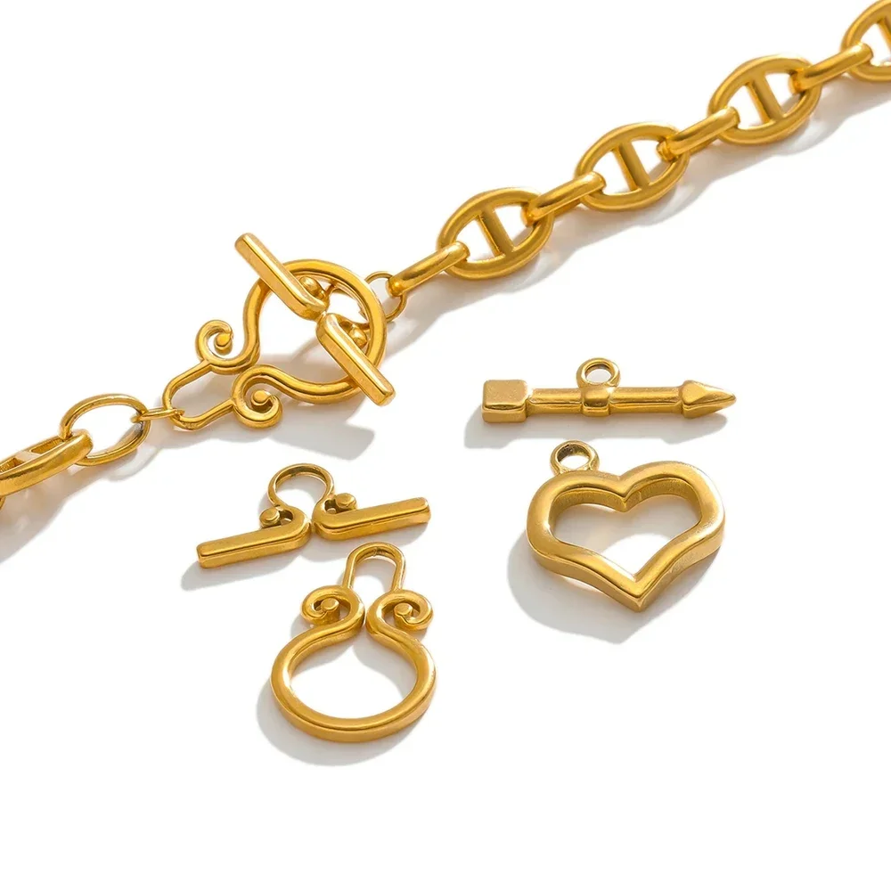 

4 Sets Stainless Steel Heart OT Clasp Toggle Clasps Necklaces Connectors for DIY Jewelry Bracelet Components Making Accessories