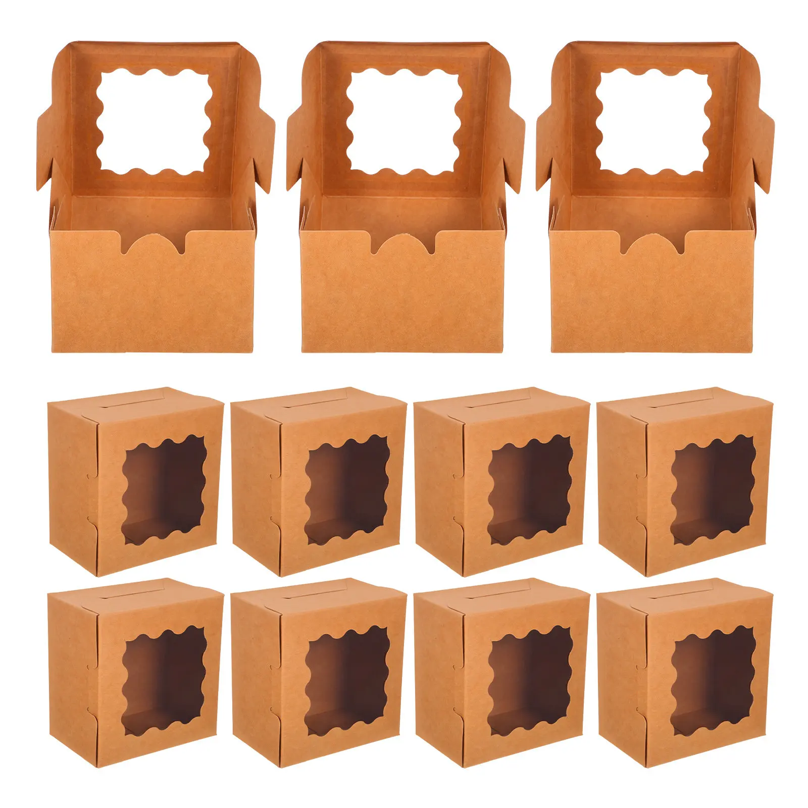 50Pcs Food- Dessert Boxes Elegant Design Cake Carriers for Transport Baking Packaging Cupcake Carrier Box Picnics