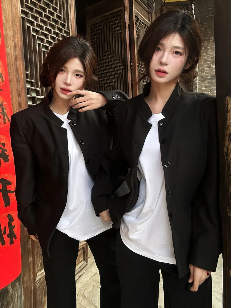 Bla oulder Pad Suit Jaet ex High School Sle الاتجاه الوطني الصيني الجديد الوقوف طوق Zhongan البدلة ملابس خارجية #3