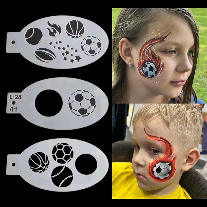 Children Stencils Face Painting Washable Body Tattoo Spray Painting DIY Template For  Sports World Cup Competition Decorations