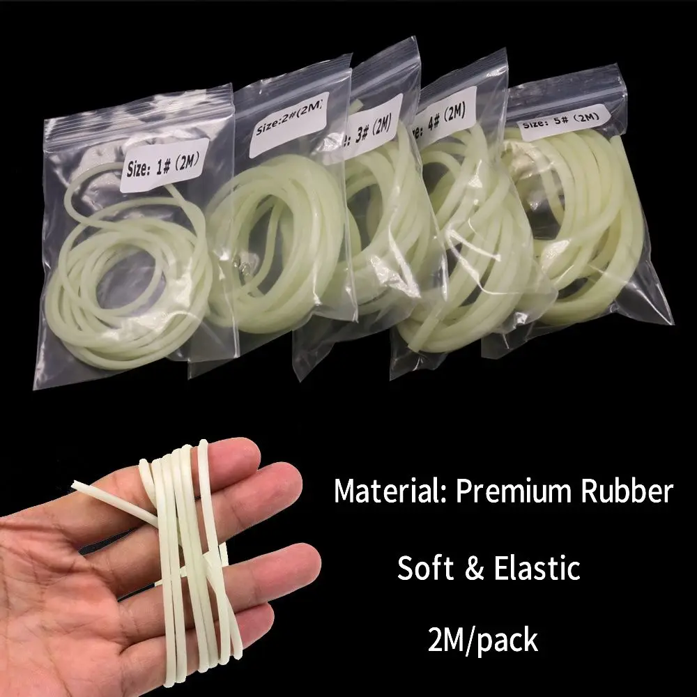 2M/Bag Rubber Fishing Sleeves Rig Protection Tube 5 Sizes Soft Silicone Luminous Tubes Fishing Hook Line Accessories