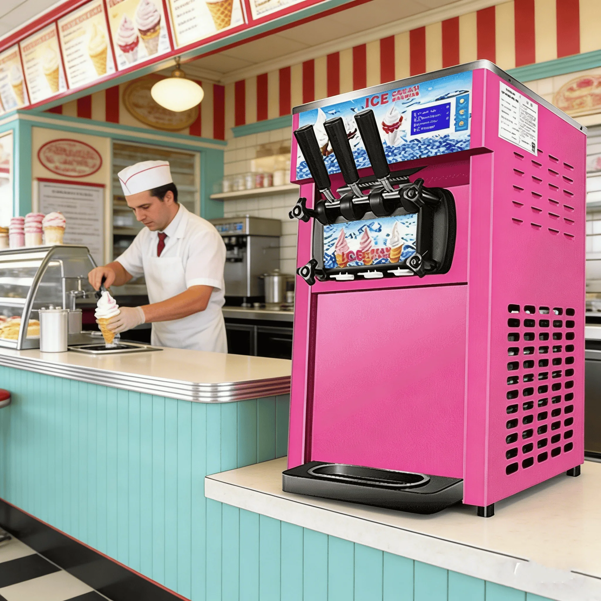 

Машина для приготовления мягкого мороженого с тремя вкусами по акционной цене