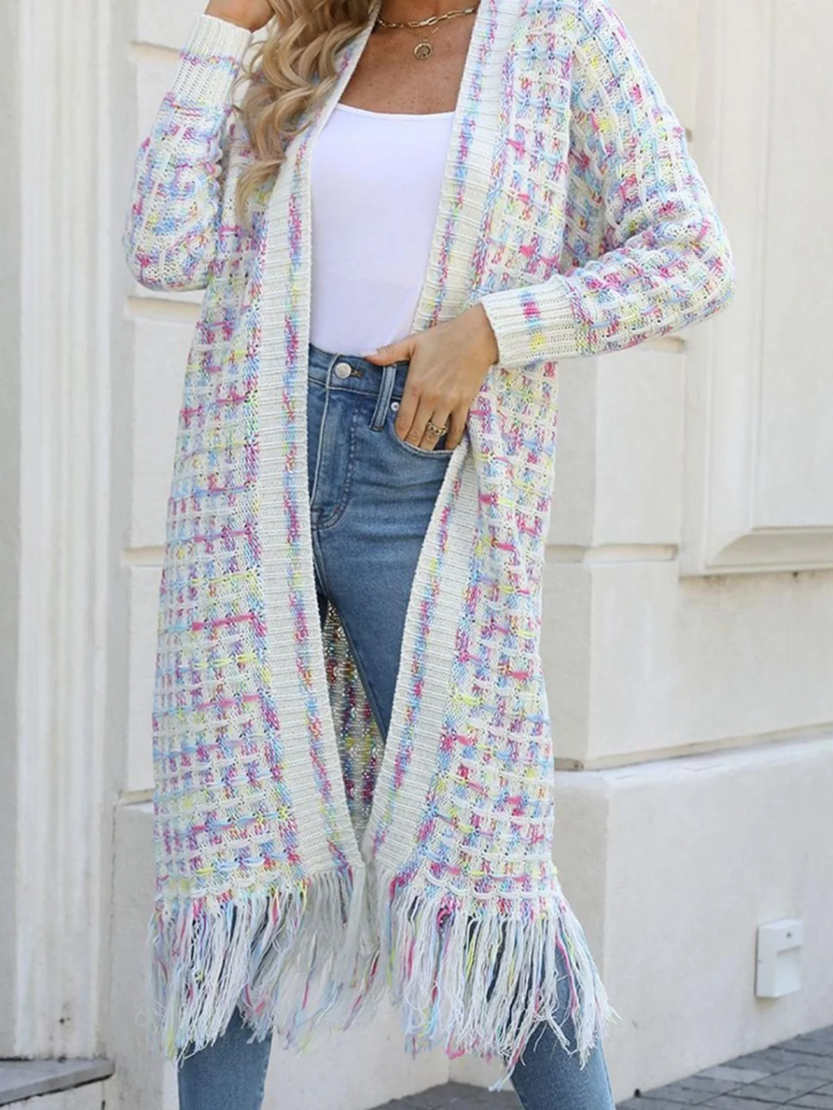 

Женский длинный кардиган с кисточками, свитер Street Sle, прямой крой, Thiened Long Sve, одно плечо, вязаное пальто, весенний сезон