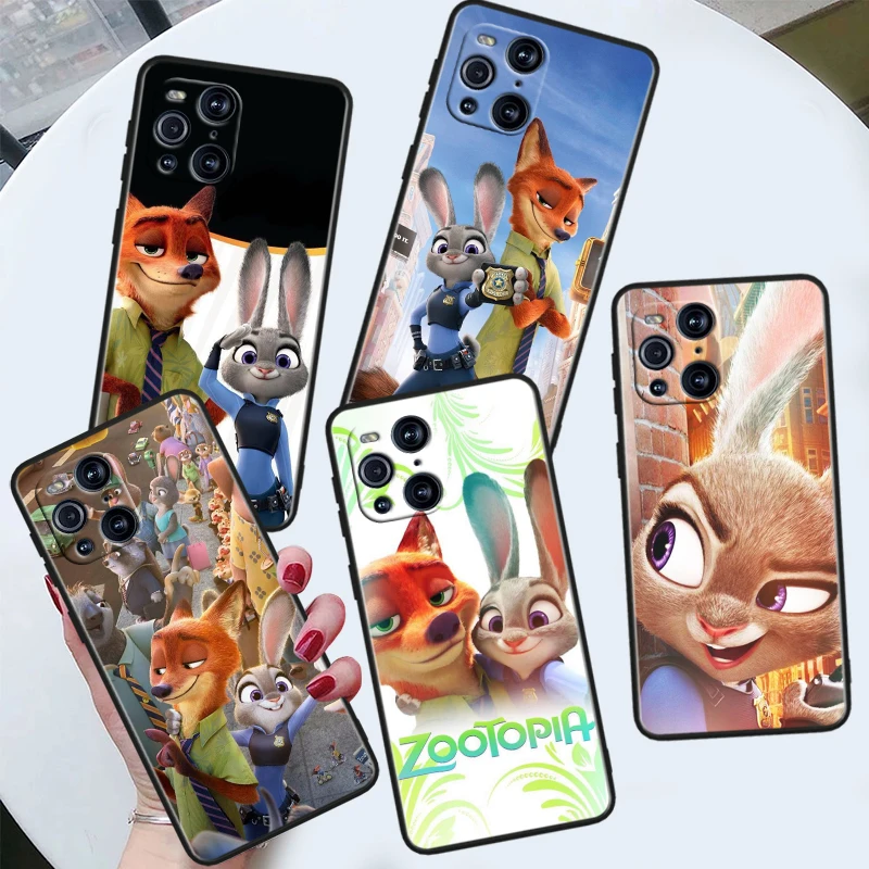 Disney Zootopia Black Silicone Phone Case, Soft Cover for OPPO Find X6, X5, X3, X2, F21S, F21 Pro Lite, Neo, Judy