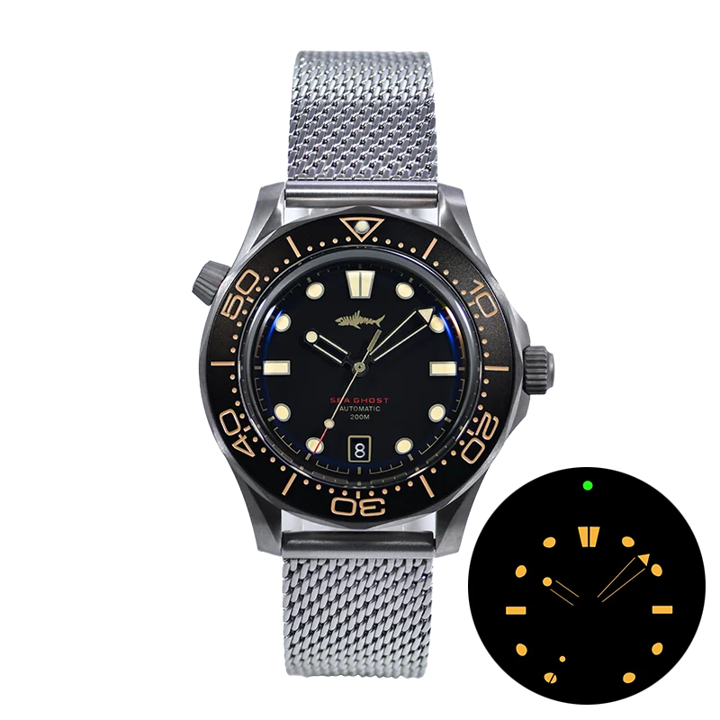Heimdallr Titanium Horloge Zee Ghost V2 Nttd Nh35 Beweging Datum C3 Lume Saffier Crystal 20bar Automatisch Mechanisch Duikhorloge Heren
