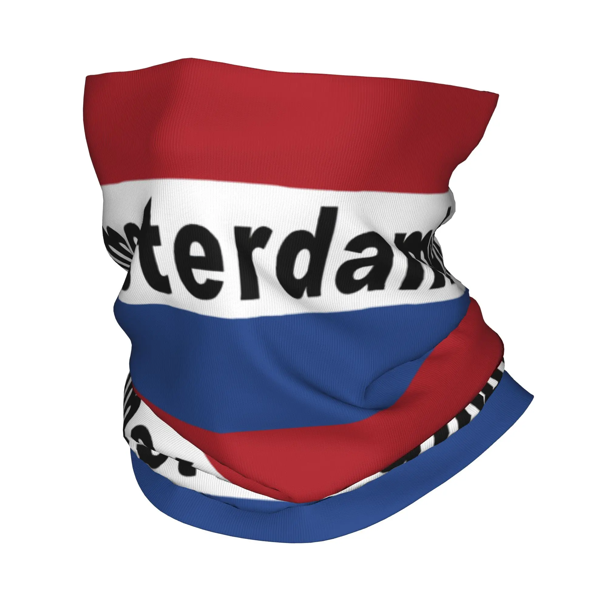 Custom Amsterdam in the Netherlands Flag Poster Bandana Neck Gaiter for Hiking Camping Men Women Wrap Scarf  Balaclava Warmer