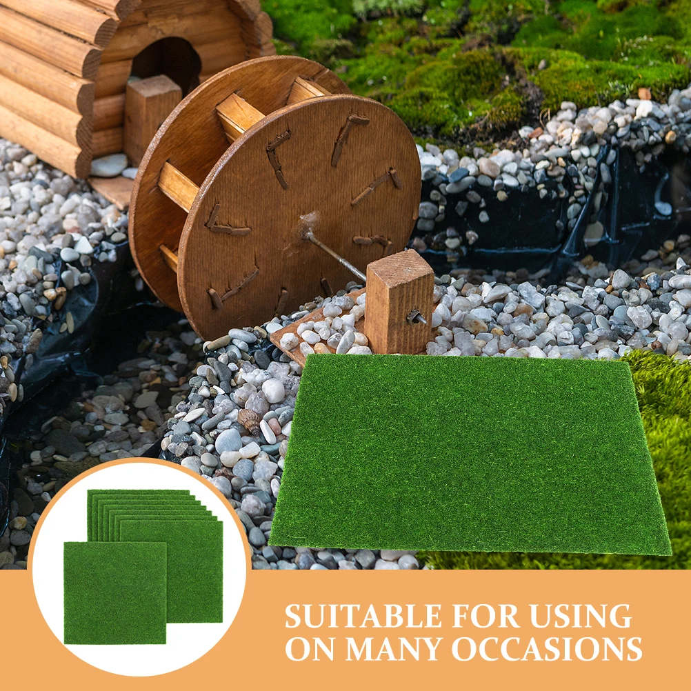 16 Uds. Estera de musgo falso, césped de simulación flocado suave para decoración creativa DIY, manualidades, terrario de bonsái, Micro paisaje, jardín interior