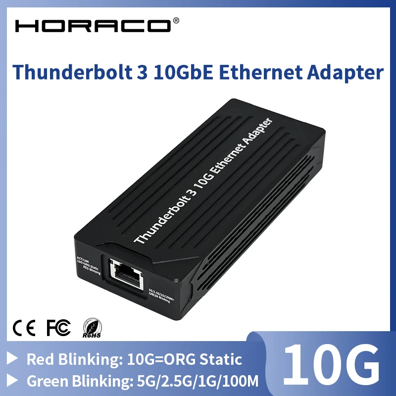 

Thunderbolt 3 10G Ethernet Adapter Single Port RJ45 10GBASE-T Ethernet Support Windows Win10/ Win11, Mac OS, Linux