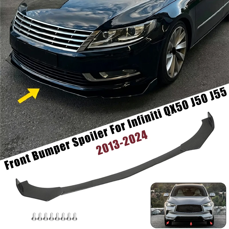 Sport Front Bumper Splitter Spoiler Lip For Infiniti QX50 J50 J55 13-24 5Pcs Adjustable Sectional Car Exterior Tuning Body Kit