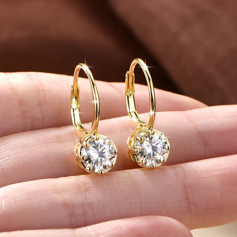 Rrjzz Solitaire 6,5 mm D-Farbe Moissanit-Ohrringe mit ausgehöhltem Design für Damen, 1 Karat, acht Krallen, Leverback-Ohrringe, Schmuck – Detail 7