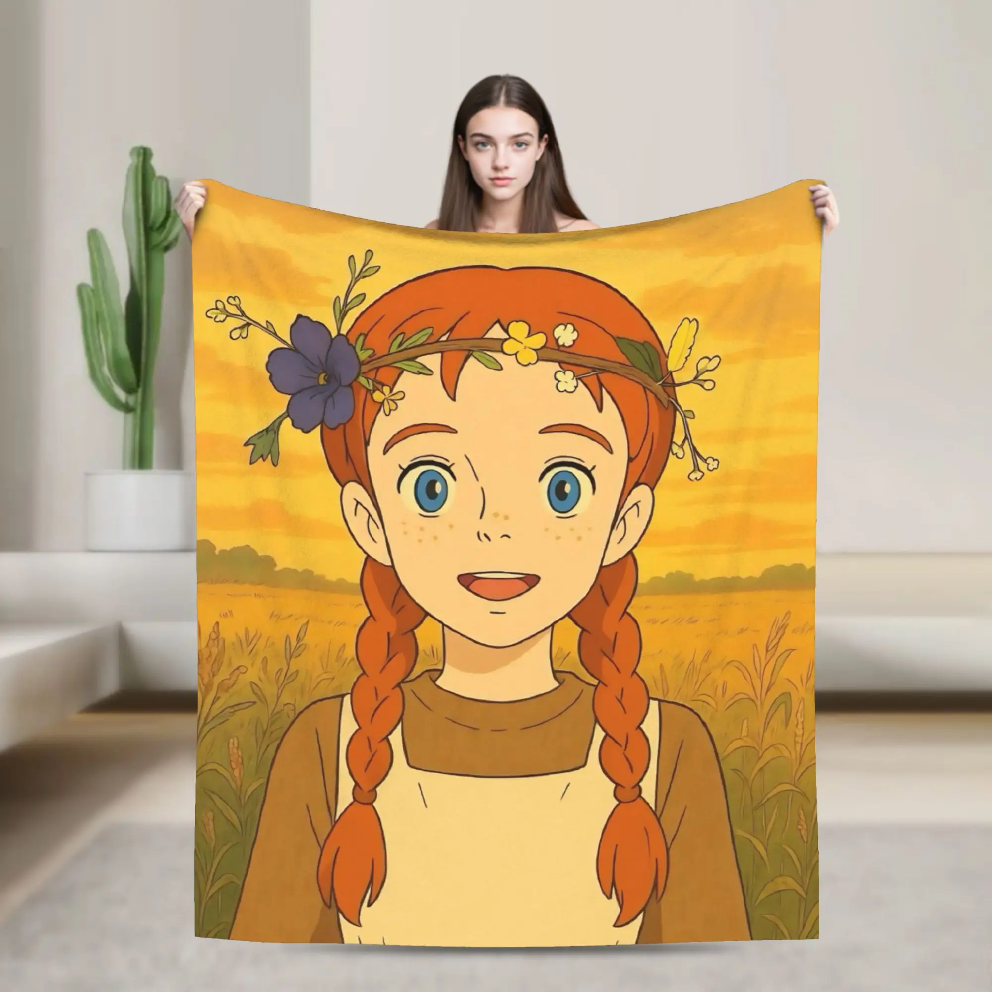 A-Anne Shirley Cartoon Print Blanket For Men Women Warm Cozy Fluffy  Throw Blankets for Sofa 50x60 Inches Multiple Sizes