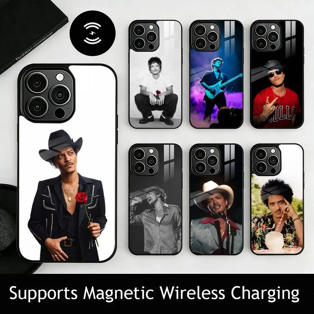 pop singer B-Bruno Mars gift Phone Case For iPhone17,16,15,14,13,12,11 Plus,Pro Compatible with magnetic wireless charging