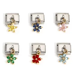1 Piece Italian Links Bracelet DIY Charm 304 Stainless Steel DIY Jewelry Making Fit 9mm Flower Pendant Beads 10mm x 9mm