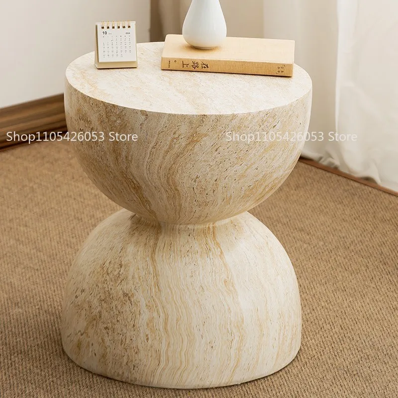 

Очень простой журнальный столик с имитацией текстуры травертина для квартиры, гостиницы, гостиной, креативный художественный журнальный столик, современный балконный столик.