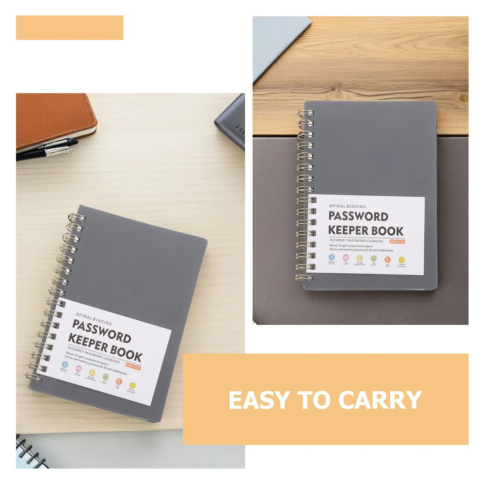Alphabetical Password Organizer Notebook – A6 Spiral Bound Password Book for Home, Office & Internet Accounts