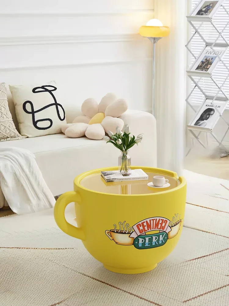 Nordic Teacup,Coffee Tables,Glass Furniture,Living Room,Sofa,Side Corners,Snacks,Storage Boxes,Side Table,Resin Sculpture