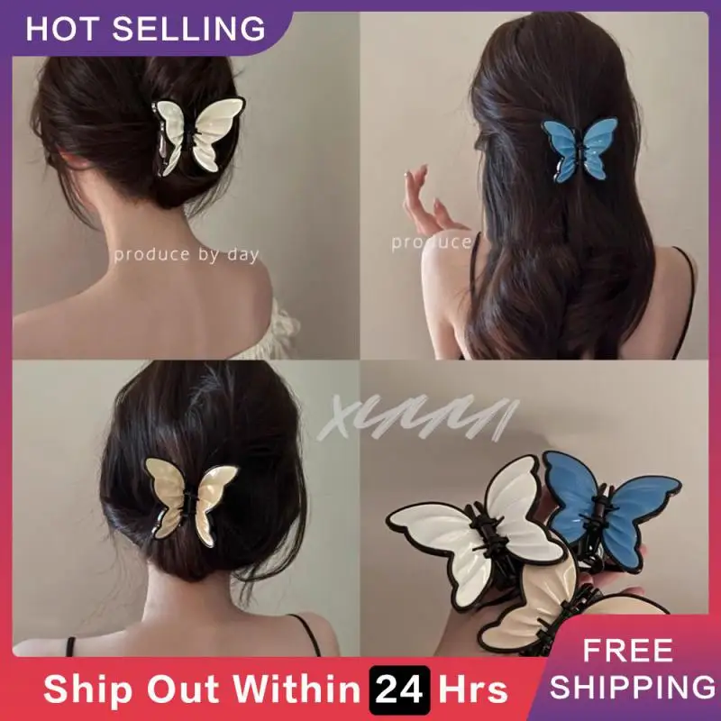 Crystal Butterfly Comfortable To Wear Luxury Elegant Butterfly Hair Claws Transparent Big Clip Crystal Hair Accessories Durable