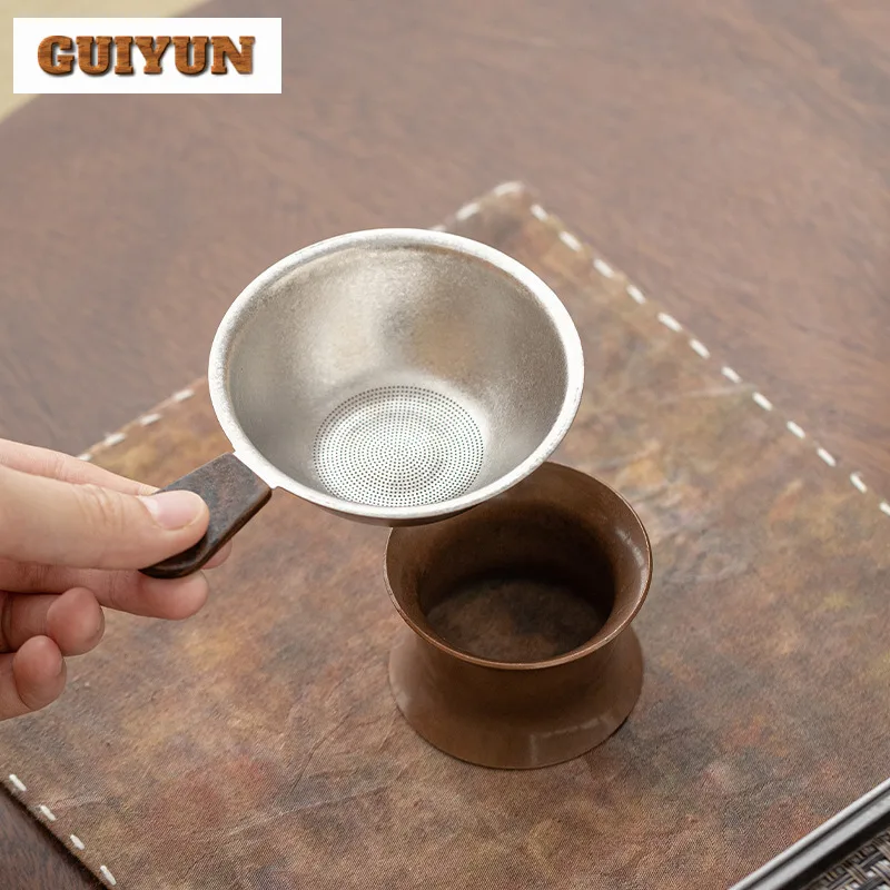 Pure Titanium Tea Separator Infusor Retro Tea Strainer Dispenser Tea Soaking Tea Filter Chinese Tea Set Accessories Ornaments
