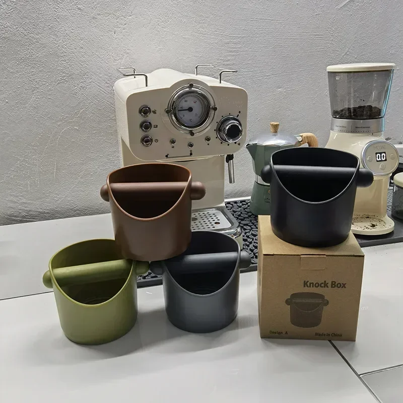 20261pc Mini Absorbent Espresso Knock Box Household Straight Mouth ABS Plastic Coffee Knocking Slag Bucket