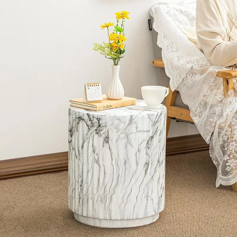 Modern round imitation stone pattern small stool living room designer high sense Chinese style small apartment stool