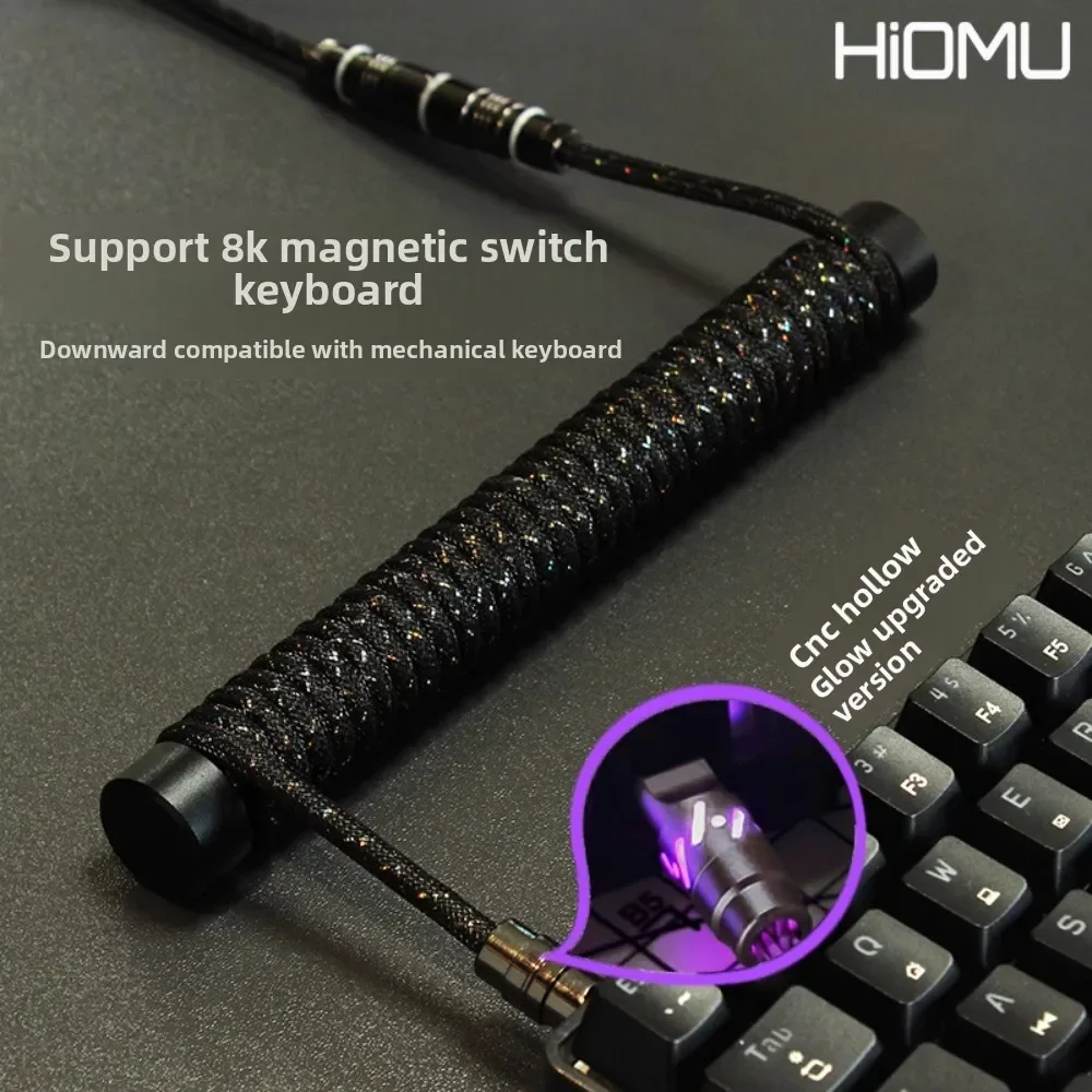 

Hiomu air plug cable data cable type-c 8K custom magnetic axis mechanical keyboard high quality spiral braided metal interface