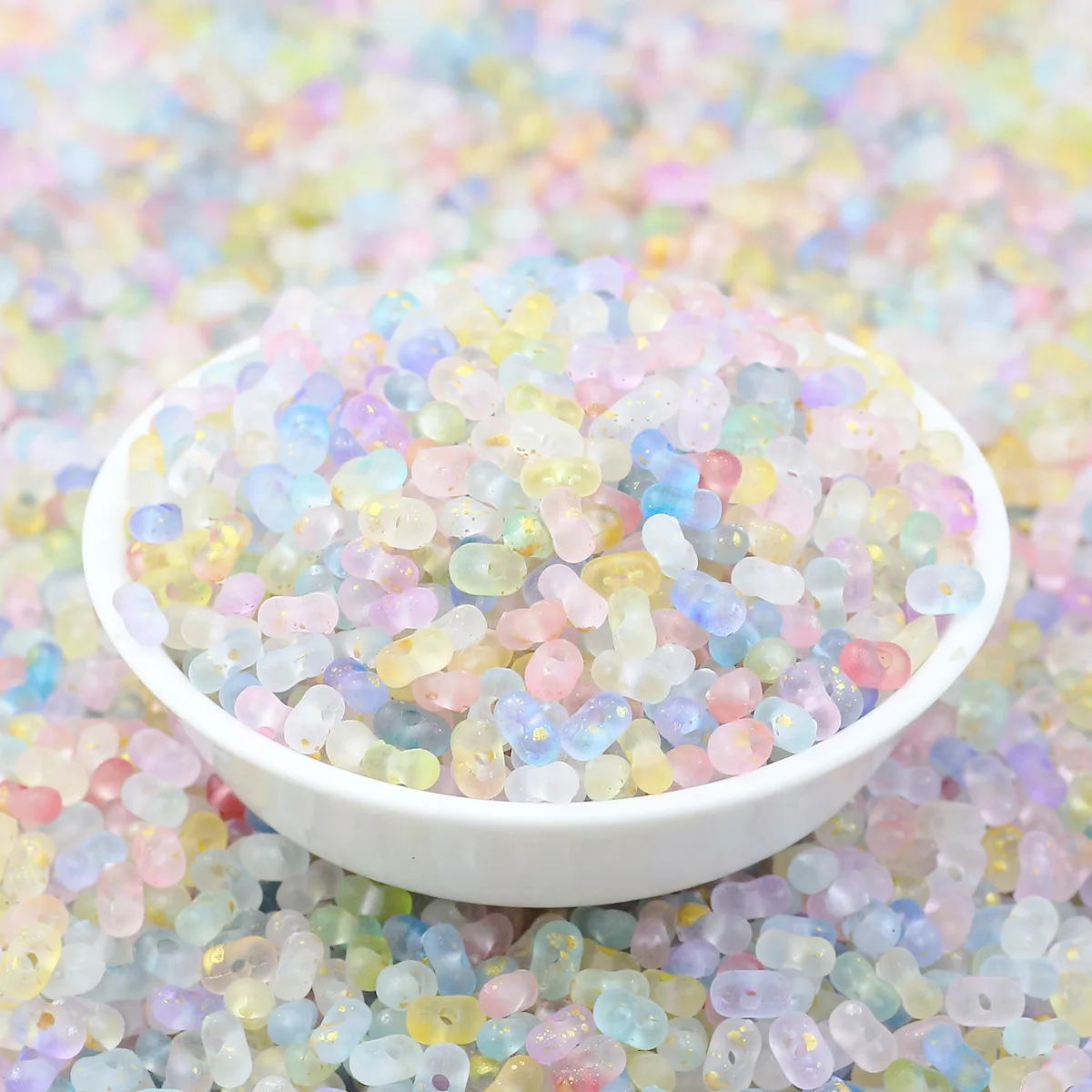 400pcs/Lot 6mm Mixed Color Acrylic Beads With Golden Specks Peanut Shaped For DIY Handmade Jewelry Making Bracelets Necklaces