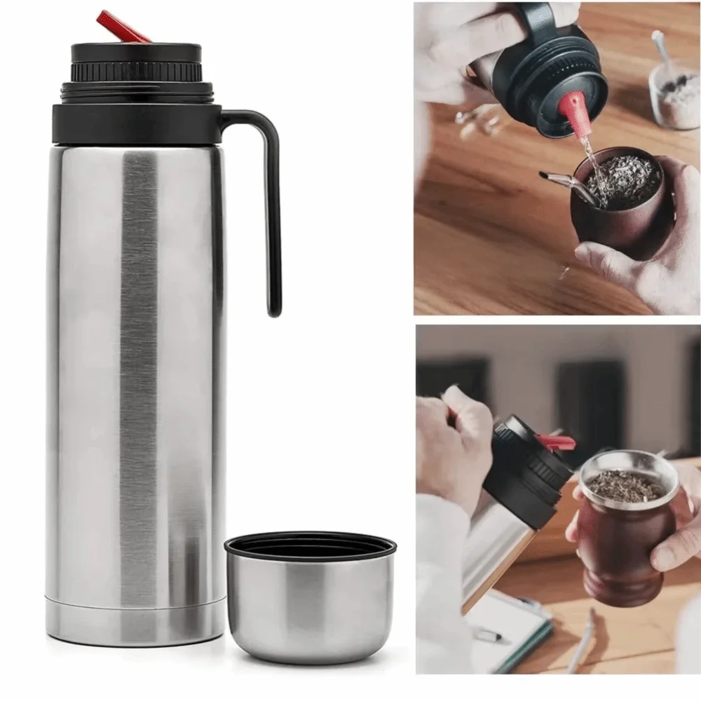 

1000 ML Yerba Mate Thermos Bottle Double Wall Stainless Steel Vacuum Flask Straw Design Large Capacity Thermal Cup Travel