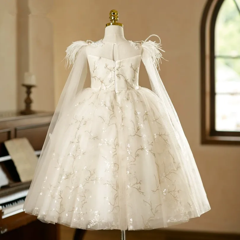 Hochwertiges Abendkleid für Mädchen, geeignet für Kinderklavierkonzerte, Geburtstage, Hochzeiten, Blumenmädchen, Modell A5063, Großhandel, Abendkleid. – Detail 6