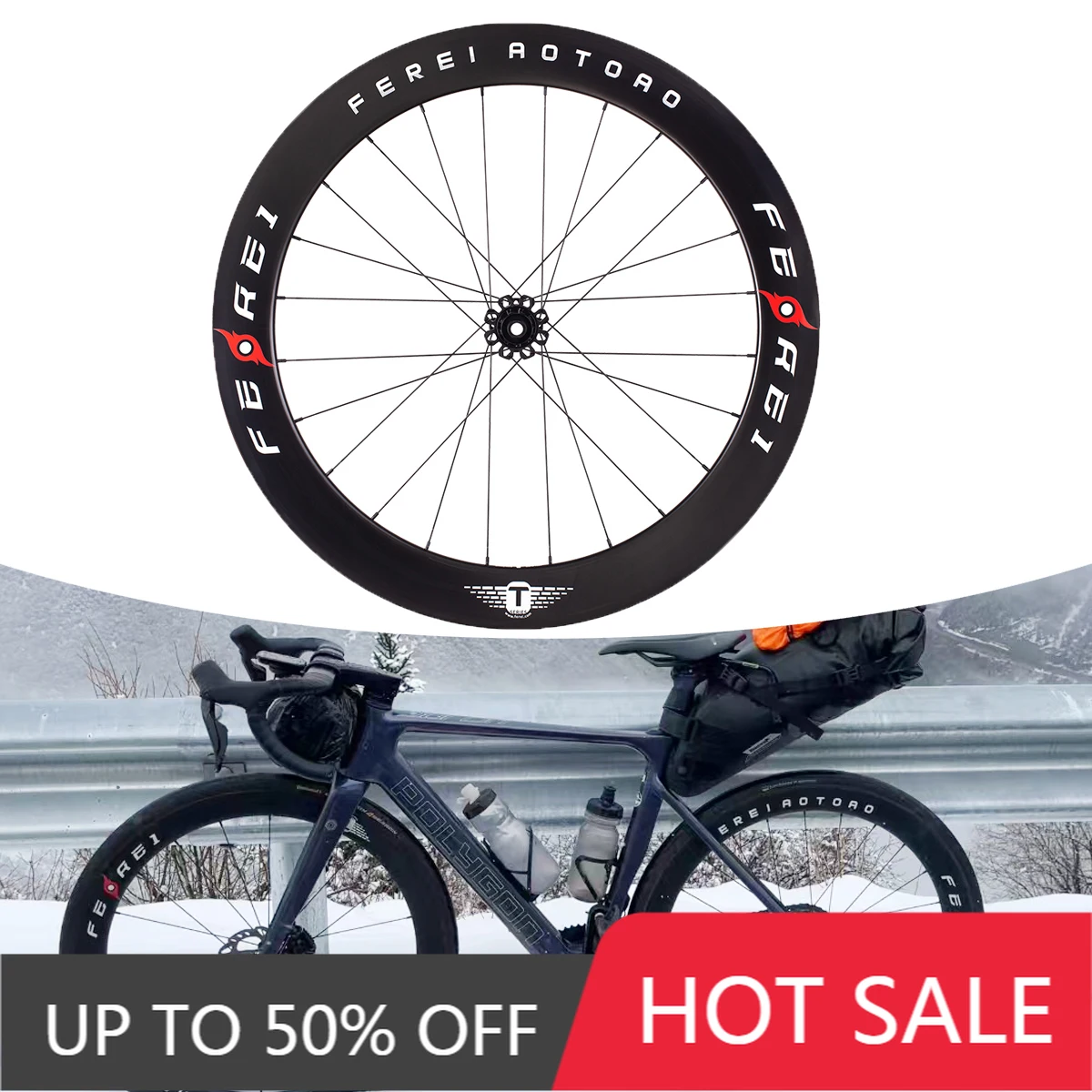 

STLF Ferei T Series 700C Углеродное волокно Комплект колес для шоссейного велосипеда Дисковый тормоз Прочные бескамерные колеса Zero Drag AOTOAO Hub Patented Pro