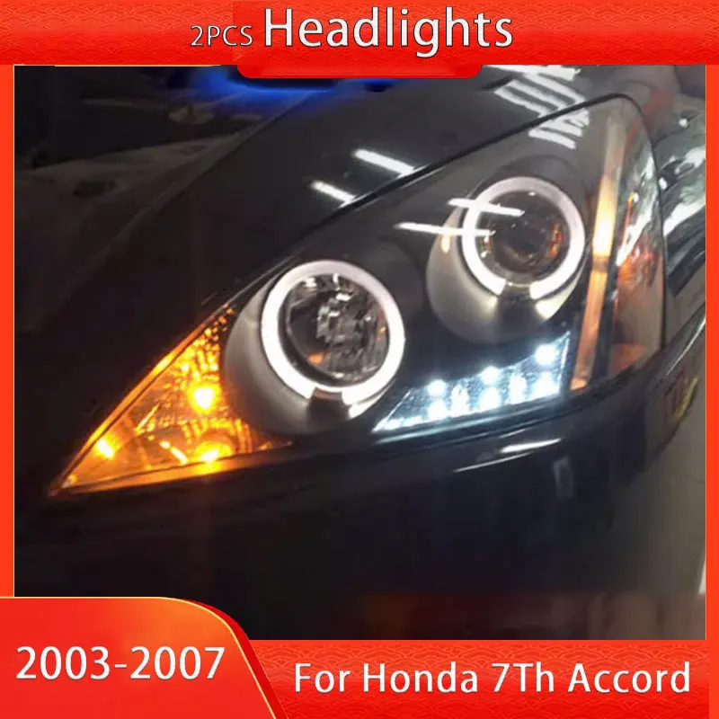 

Передняя фара в сборе, фары для Honda Accord 7th 2003- 2007 светодиодный, фара дневного света, Биксеноновая линза, фара дальнего и ближнего света