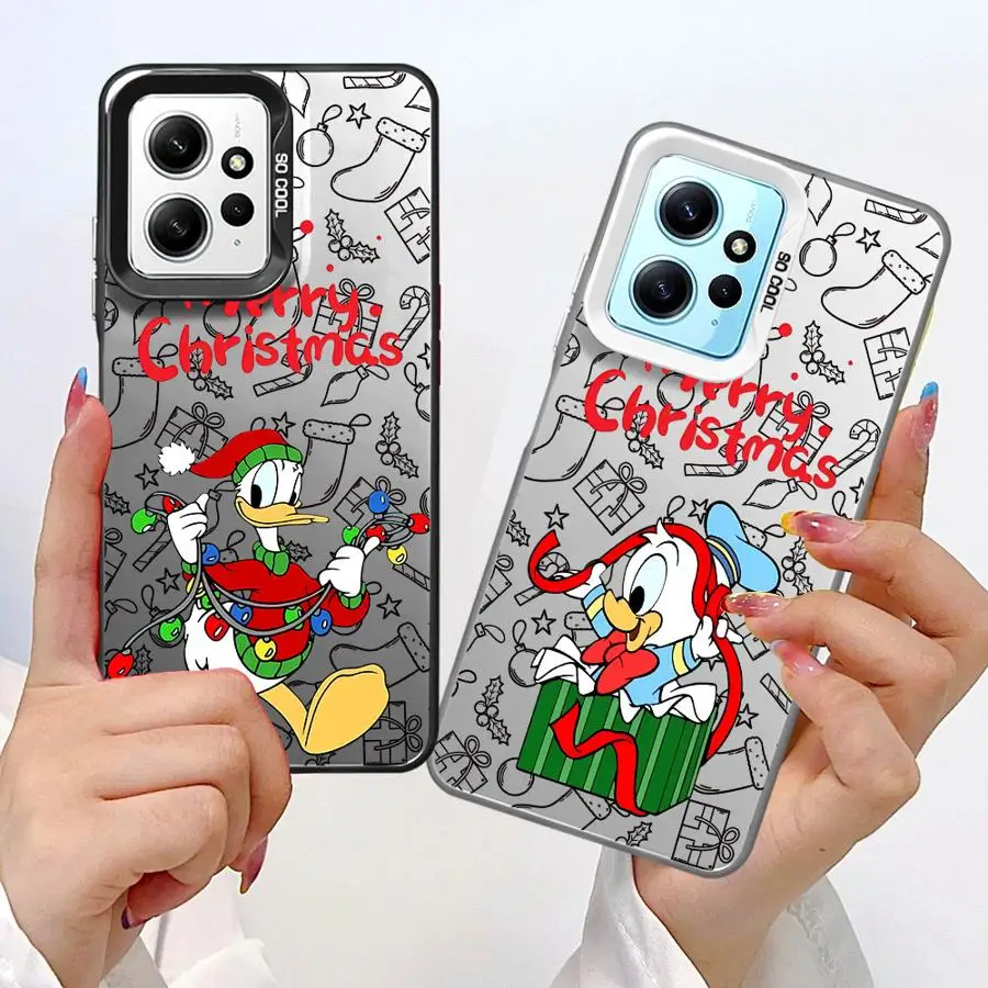 Colorful Silver Case for Xiaomi Redmi Note 11 10 13 Pro Plus 12 12S A1 12C 13C Poco X3 NFC Phone Cover Christmas Donald Duck