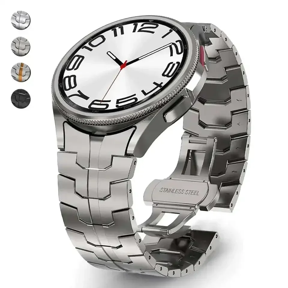 

Ремешок стальной без зазора для Samsung Galaxy Watch 6 4 5 pro 40 44 мм, люксовый классический браслет с изогнутым концом без зазора 42 46 мм 43 47 мм