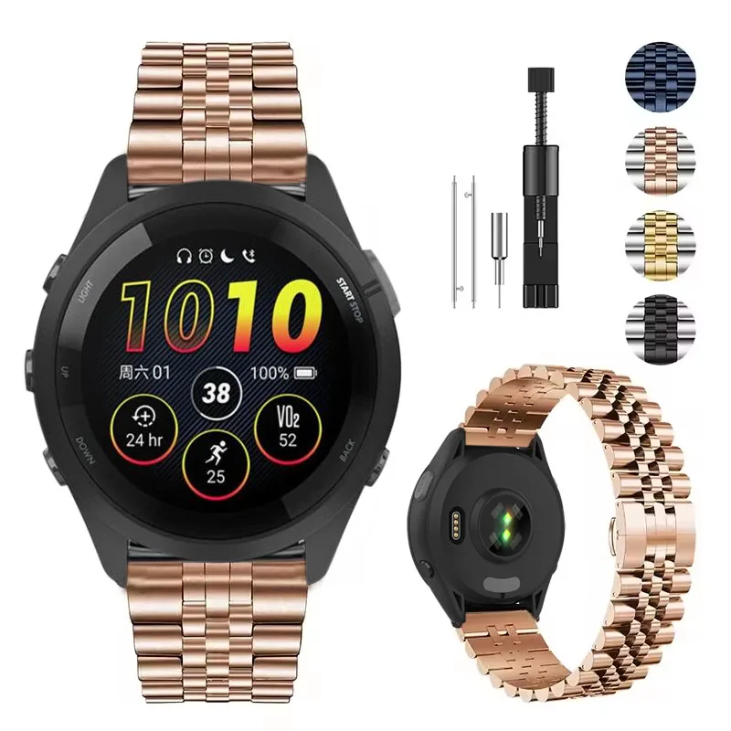 Pulseira de metal de 22mm para garmin forerunner 265 965 970 570 47mm 955 255 265music pulseira confortável garmin venu 3 2