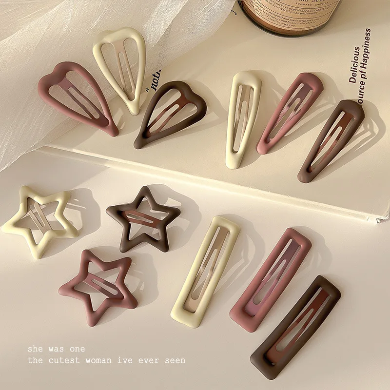 3/4pcs /set Women Fashion Coffee Color Stars Hair Clips Girls Geometric Hairclips For Makeup Adult bangs hairpin Hair Accessorie