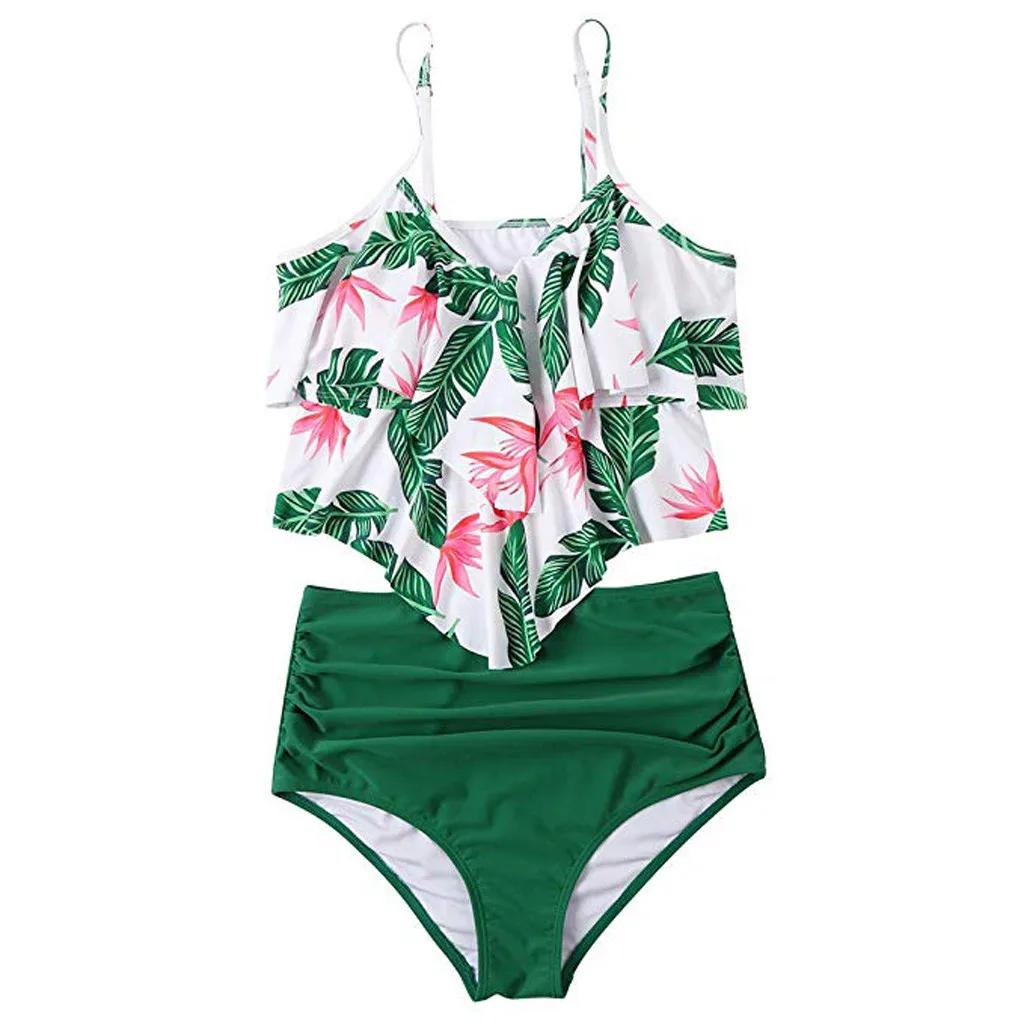 Women High Bathin Ruffle Straps Spaghetti Swimsuits Swimsuit with Shorts Slimming Swimsuits plus Size Bikini for Women Sunflower