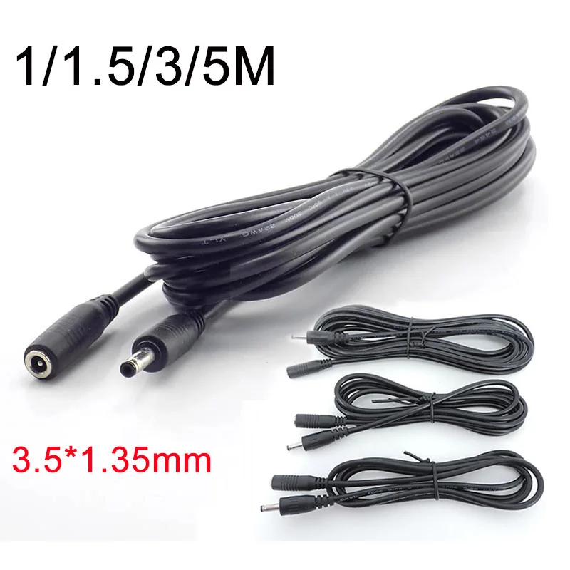 1/1.5/3/5M Male Female DC 5-24V Power Cable Extension Power Cord Adapter 3.5mmx1.35mm Connector for CCTV Cable Security Camera