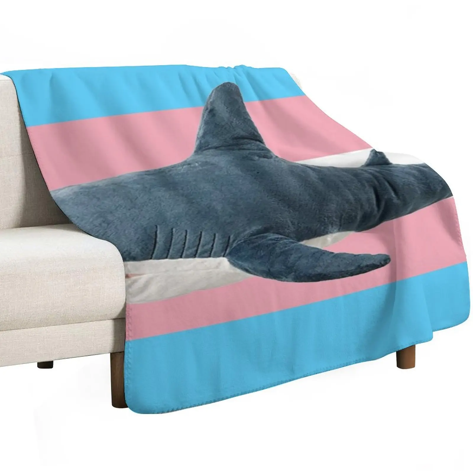 BLAHAJ SHARK TRANS FLAG Throw Blanket wednesday Heavy halloween Flannels decorative Loose Blankets