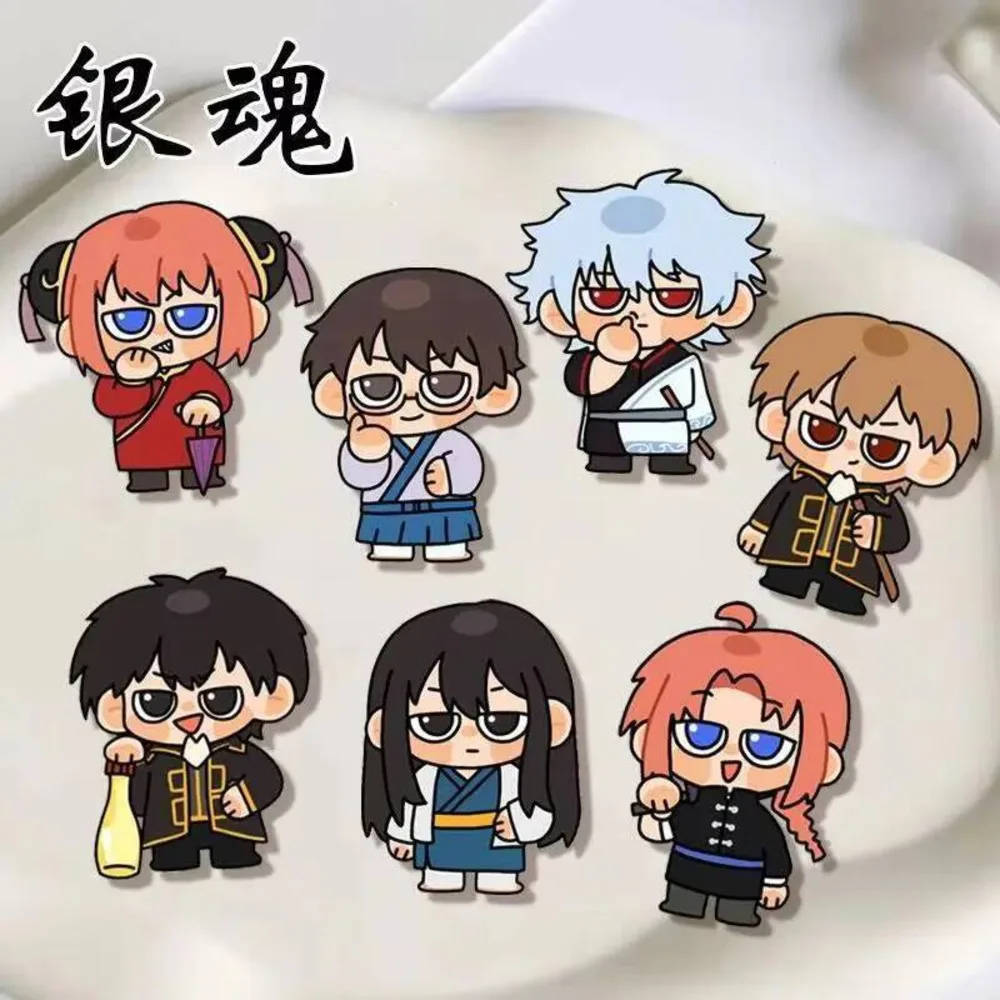 

7PCS Anime Gintama Badge Brooch Pin Sakata Gintoki Hijikata Toushirou Clothes Backpack Decoration Lapel Personalized Chest Tag