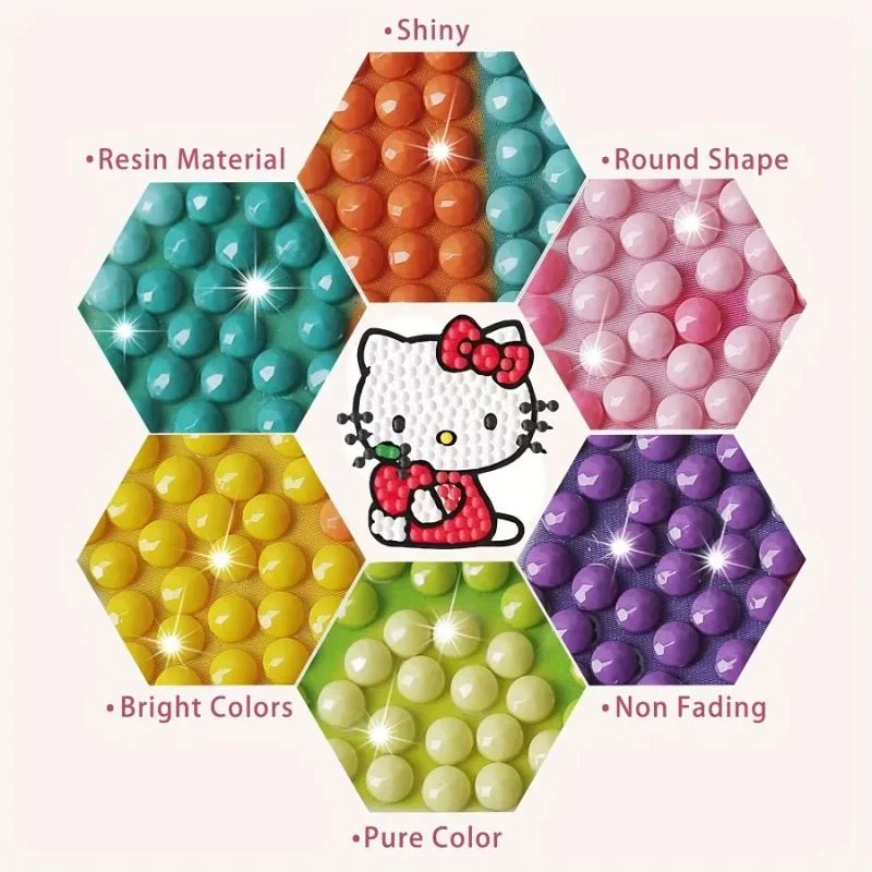 12 buah Kit stiker lukisan berlian Sanrio Hello Kitty 5D lucu stiker berlian tema Anime cat dengan angka Kit stiker DIY