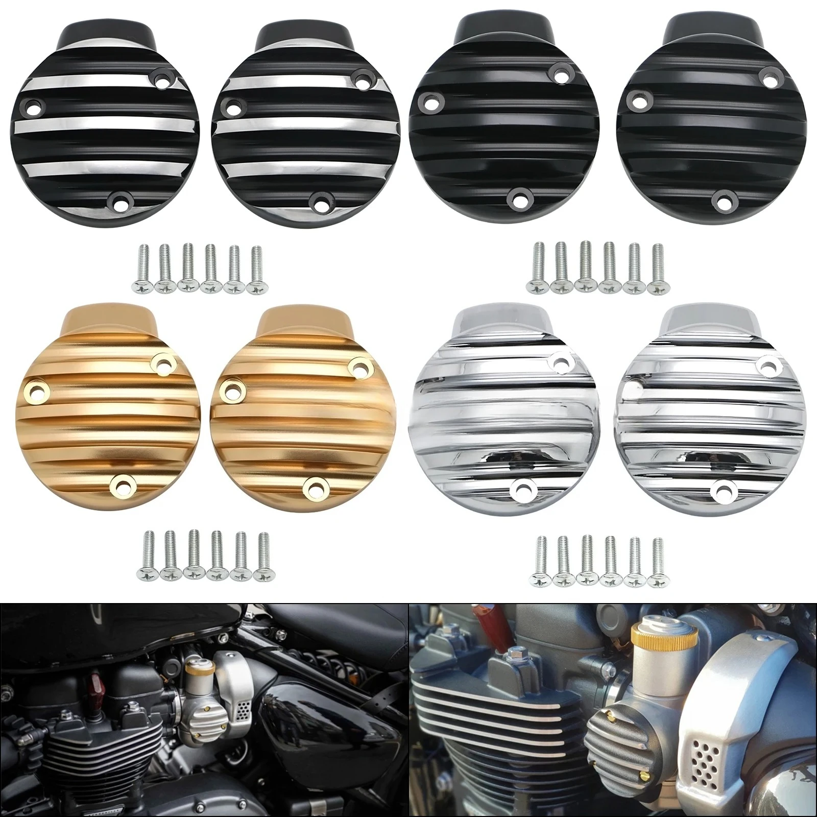 For Triumph Bonneville Bobber Black Thruxton 1200/R Speedmaster 2018-2022 T120 2016 2017 2019 2020 Ribbed Throttle Body Covers