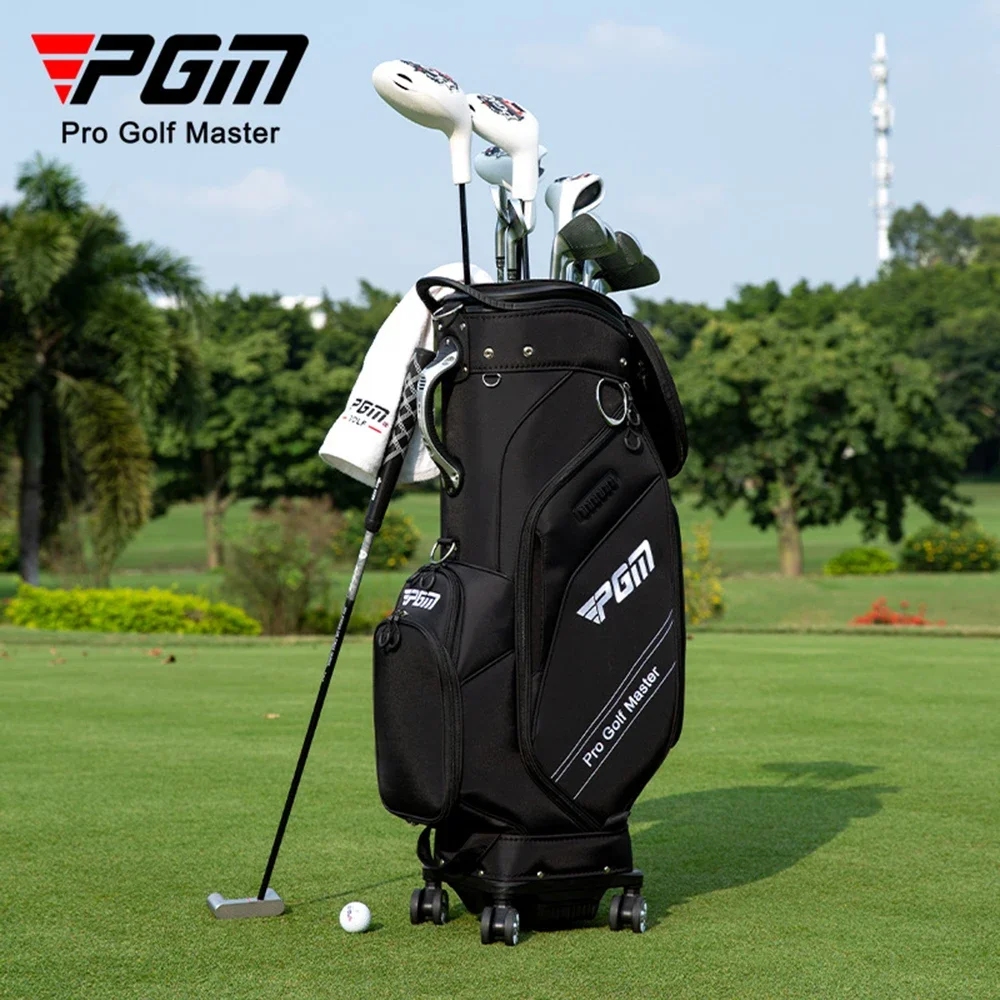 PGM Large Capacity Golf Bag,Portable Four-wheel Flat Push Golf Telescopic Bag with Rain Cover,Men and Women Hardshell Ball Bag