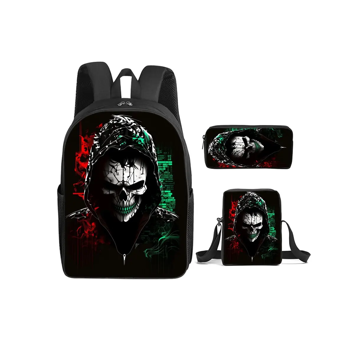 

Skeleton Joker 3Pcs/Set Backpack With Messenger Bags ,Pencil Bags For Boy/Girls Best Gift Cartoon Student School Bags